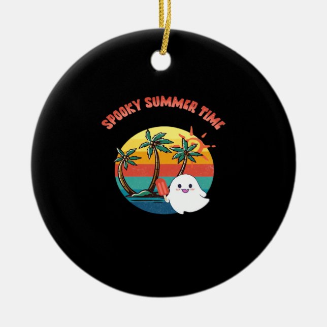 Summerween Vibes - Spooky Summer Time Classic Ceramic Tree Decoration (Front)