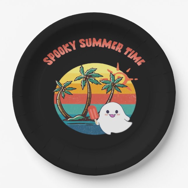 Summerween Vibes - Spooky Summer Time Classic Paper Plate (Front)