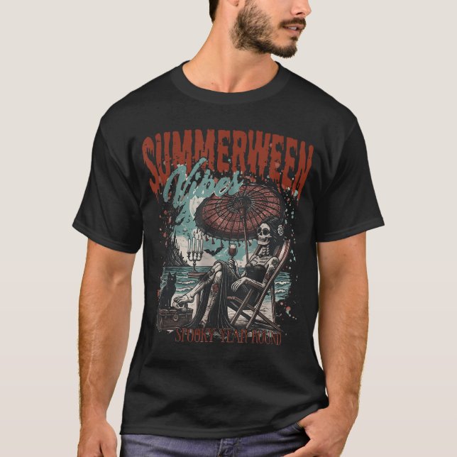 Summerween Vibes Spooky Year Round Horror Hallowee T-Shirt (Front)