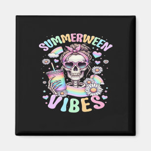 Summerween Vibes Sweet Skeleton Girl Summer Hallow Magnet