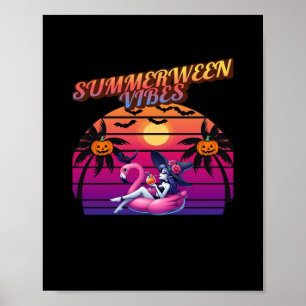 Summerween Vibes Witch Flamingo Float, Witch Summe Poster
