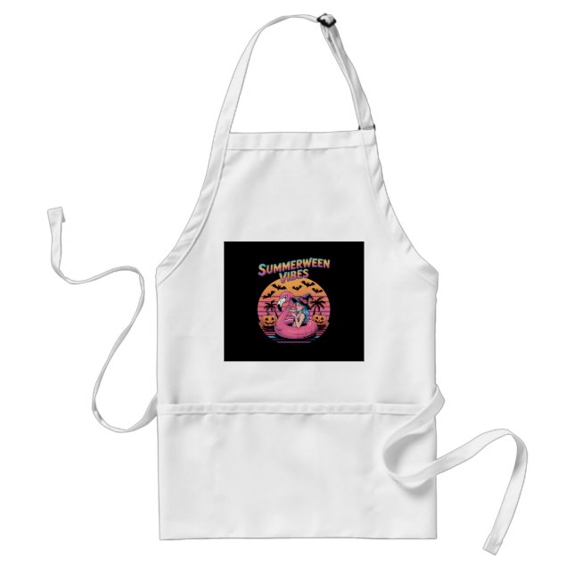 Summerween Vibes Witch Flamingo Standard Apron (Front)
