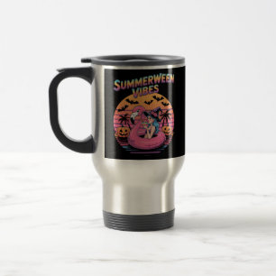 Summerween Vibes Witch Flamingo Travel Mug