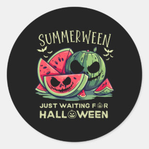 Summerween Watermelon Ghost Halloween Ts Summer Vi Classic Round Sticker