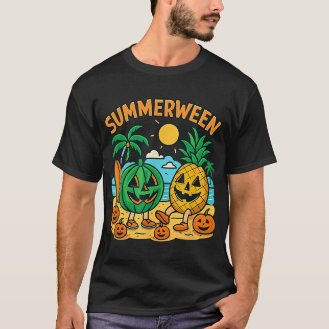 Summerween Watermelon  Pineapple Beach Vibes  T-Shirt (Front)