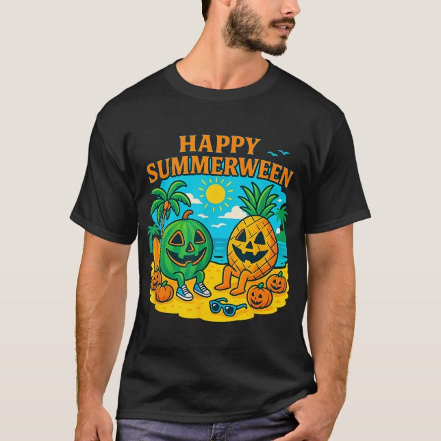 Summerween Watermelon  Pineapple Beach Vibes  T-Shirt (Front)