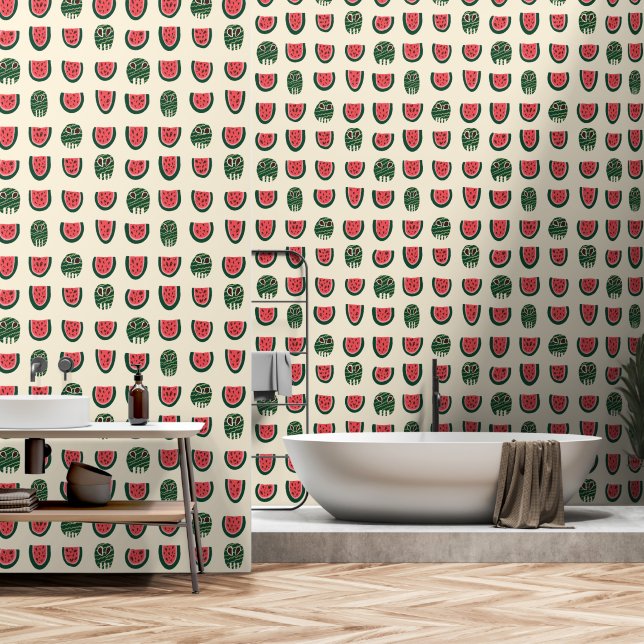 Summerween Watermelon Skull  Wallpaper (Bathroom)