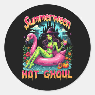 Summerween Witch Vibes Vacation Halloween Funny Pa Classic Round Sticker
