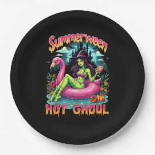 Summerween Witch Vibes Vacation Halloween Funny Pa Paper Plate