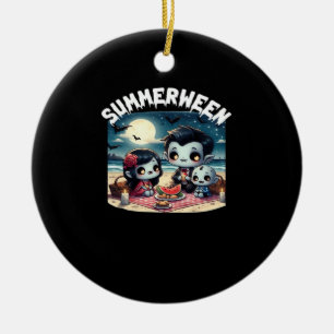 Summerween With A Family Of Vampires At The Beach  Ceramic Tree Decoration
