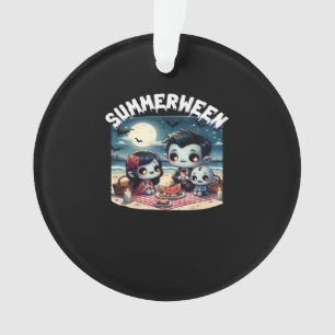 Summerween With A Family Of Vampires At The Beach  Ornament