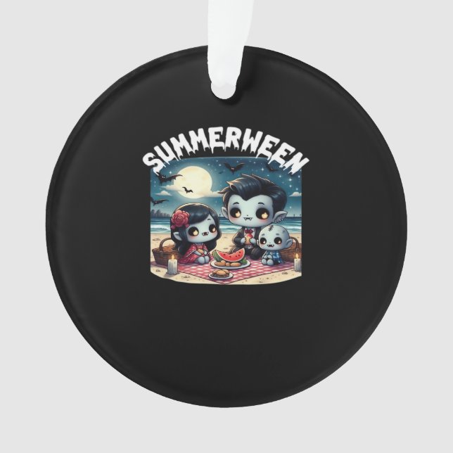 Summerween With A Family Of Vampires At The Beach  Ornament (Front)