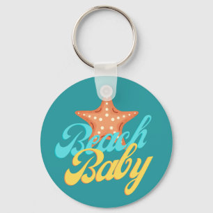 Summery Beach Baby Word Art  Key Ring