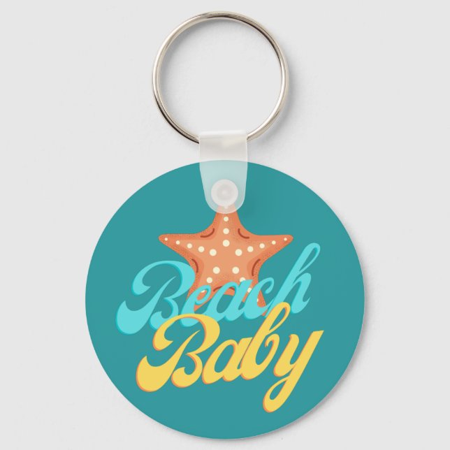 Summery Beach Baby Word Art  Key Ring (Front)
