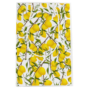Summery Citrus Lemon Tree Branches Medium Gift Bag