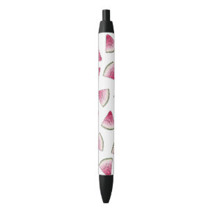Summery Cute Watercolor Watermelon Slices Pattern Black Ink Pen