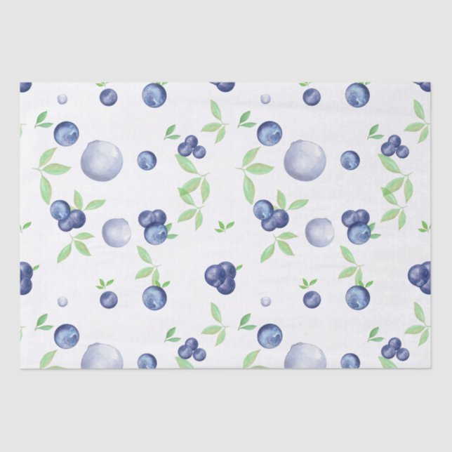 Summery Fresh Watercolor Blueberry Tissue Paper (Front)