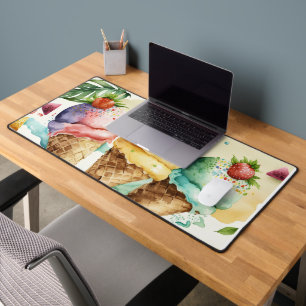 Summery Fun Fancy ICE CREAM CONES Desk Mat