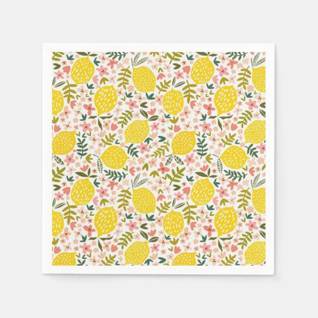 Summery Pink Lemonade Flower Napkin (Front)