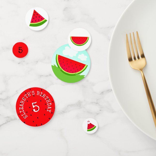 Summery Red Watermelon Kids Birthday Party Confetti (Group)