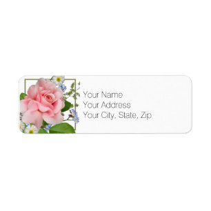 Summery Small Pink Rose  Return Address 