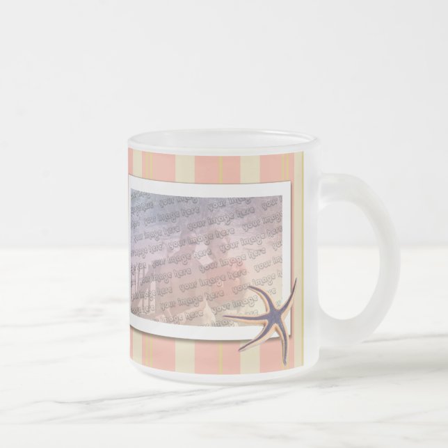 Summery stripes frosted glass coffee mug (Right)