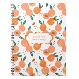 Summery Sweet Peach Pattern   Monogram Notebook