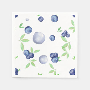 Summery Watercolor Blueberry Napkin