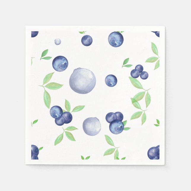 Summery Watercolor Blueberry Napkin (Front)