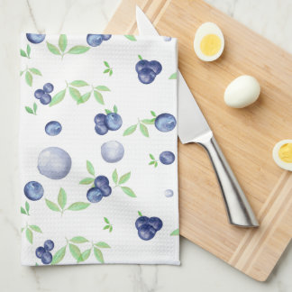 Summery Watercolor Blueberry Tea Towel
