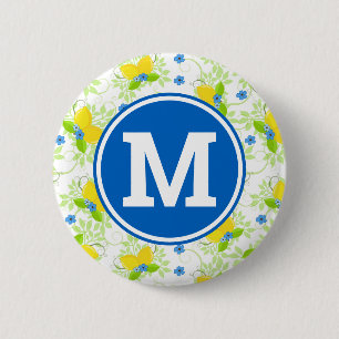 Summery White and Yellow Lemons Floral Pattern 6 Cm Round Badge