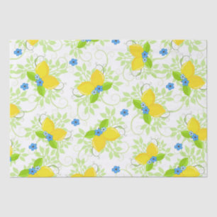 Summery White and Yellow Lemons Floral Pattern Tissue Paper