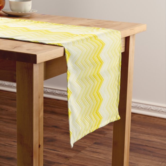 Summery Yellow Gradient Chevron Zigzag Pattern Short Table Runner (In Situ)