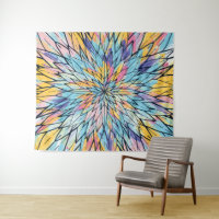 Summery Yellow Pink Floral Painted Line Art