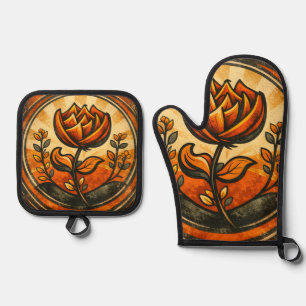 Summit Blossom Oven Mitt & Pot Holder Set