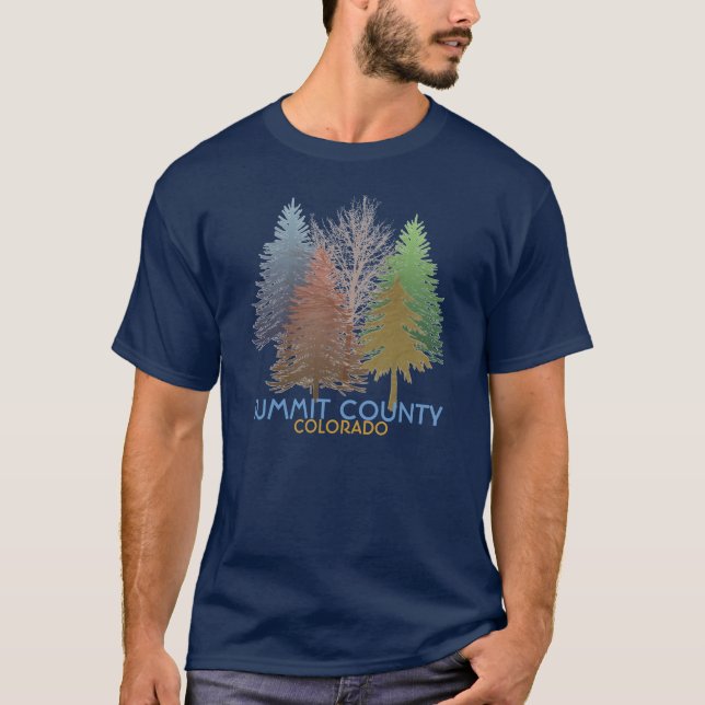 Summit County Colorado colourful trees guys tee (Front)