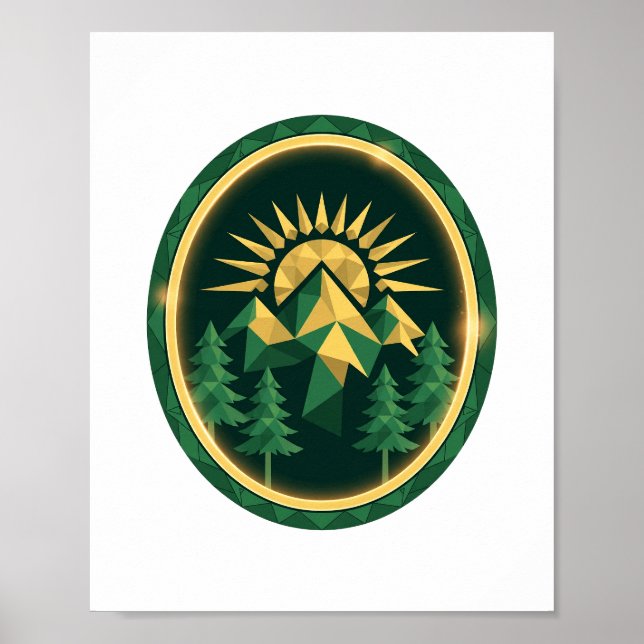 Summit Crest — Geometric Mountain Badge Poster (Front)