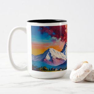 "Summit Sip: Conquer Your Day with our cup" Two-Tone Coffee Mug