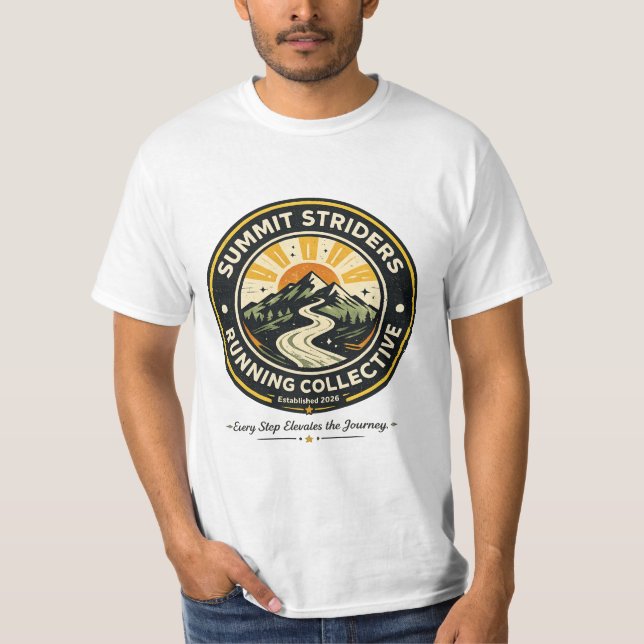 Summit Striders Vintage Trail Running Badge Tee (Front)