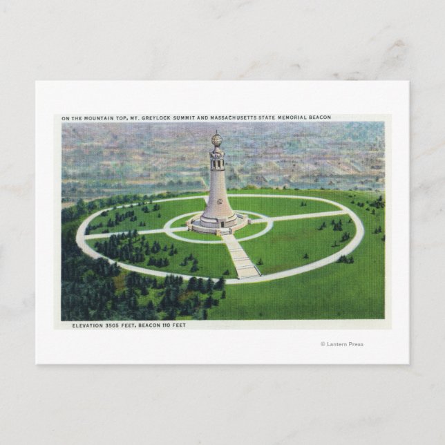 Summit View of the MA State Memorial Beacon Postcard (Front)