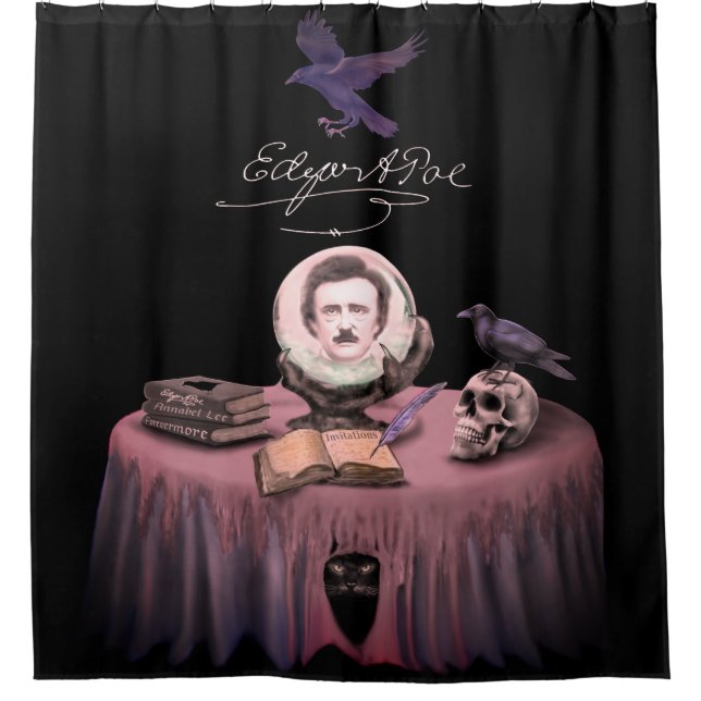 SUMMONING EDGAR ALLAN POE SHOWER CURTAIN (Front)