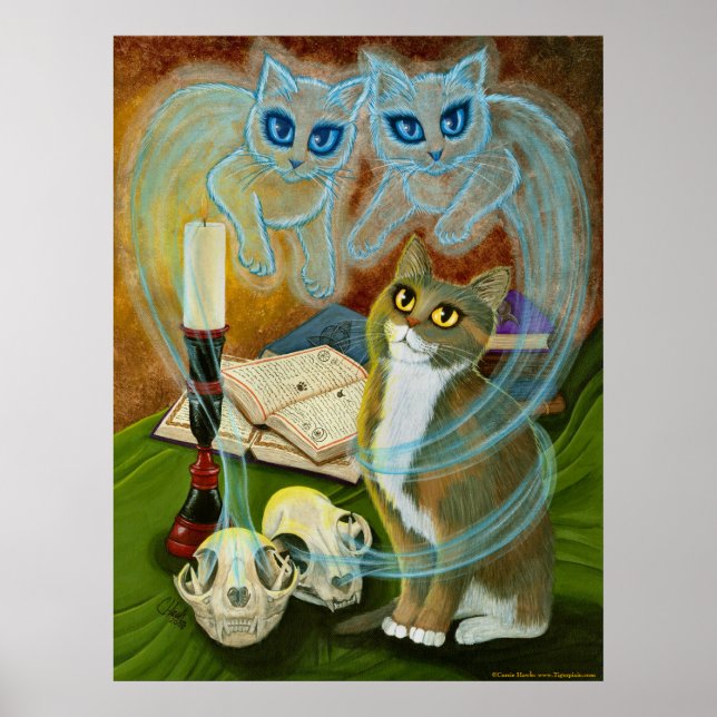 Summoning Old Friends, Ghost Cats Art Poster (Front)