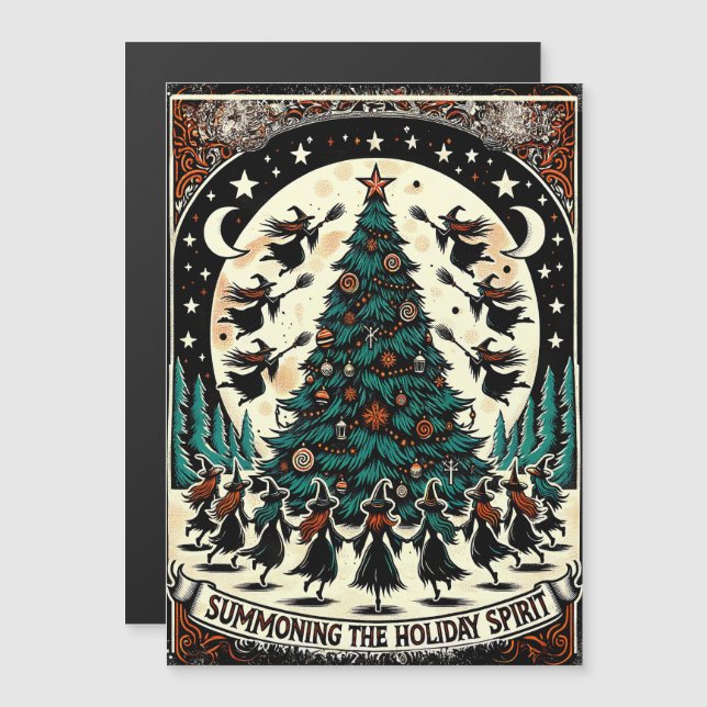 Summoning the Holiday Spirit Greeting Card Witch  (Front/Back)