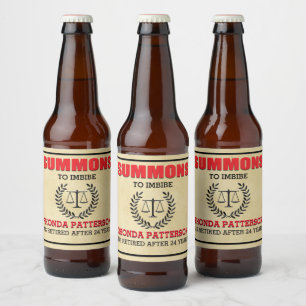 Summons Retirement Party Beer Bottle Label