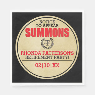 Summons Retirement Party Napkin