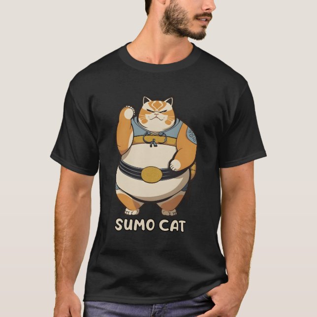 Sumo Cat Kitty Wrestler T-Shirt (Front)