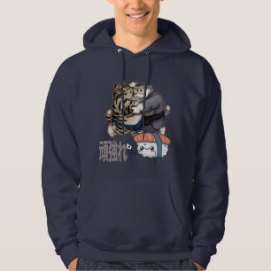 Sumo Cats Fighting for Kawaii Sushi Japanese  Hoodie