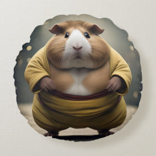 Sumo Guinea Pig, Round Cushion