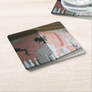 Sumo Mural Wall Art Square Paper Coaster