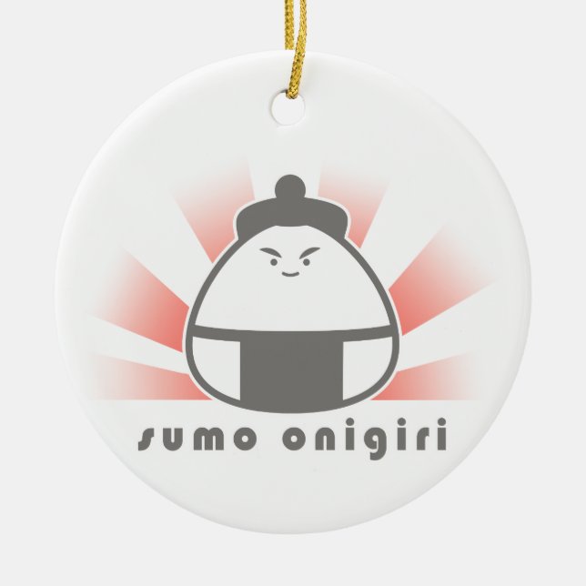 Sumo Onigiri Ceramic Tree Decoration (Front)